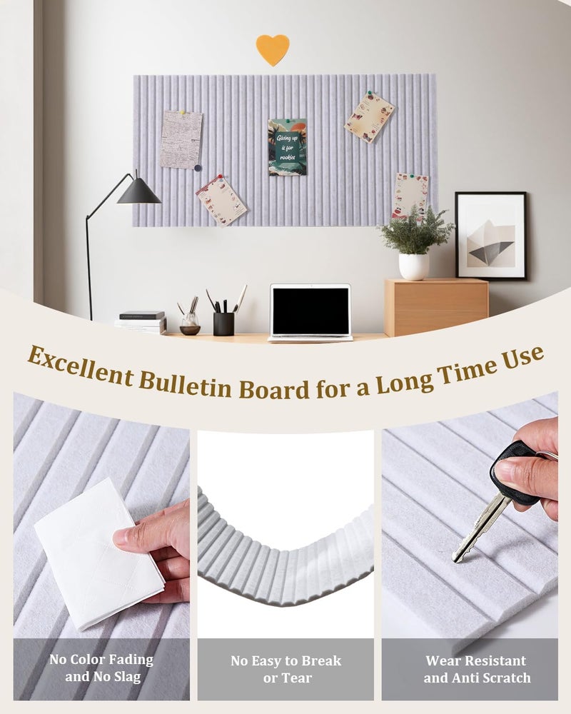 rokeblau 24x16 inches Large Bulletin Board, Decorative Felt Pin Board, 0.35“ Thick Foldable Photo Display Board with Self-Adhesive Tape, Vision Board for School Home Kitchen Office Walls - Dark Camel - Image 4